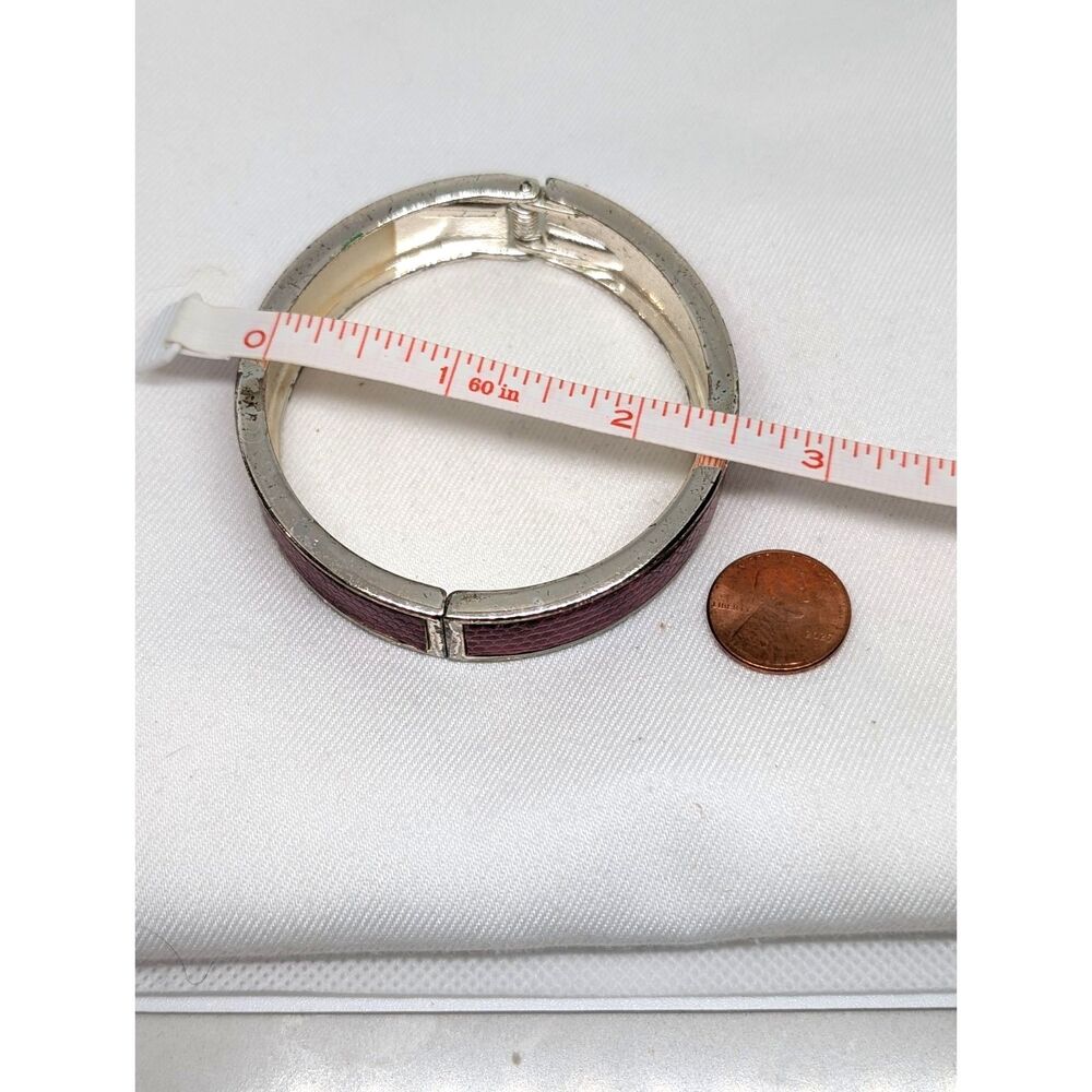 Vintage Pink Lizard Hinged Bangle Bracelet with Magnetic Closure - Picture 6 of 6